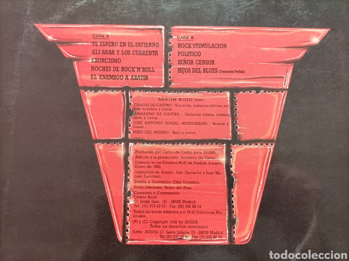 Discos de vinilo: Bar&oacute;n Rojo. Desaf&iacute;o. Lp. Vinilo. 1992 - Foto 2