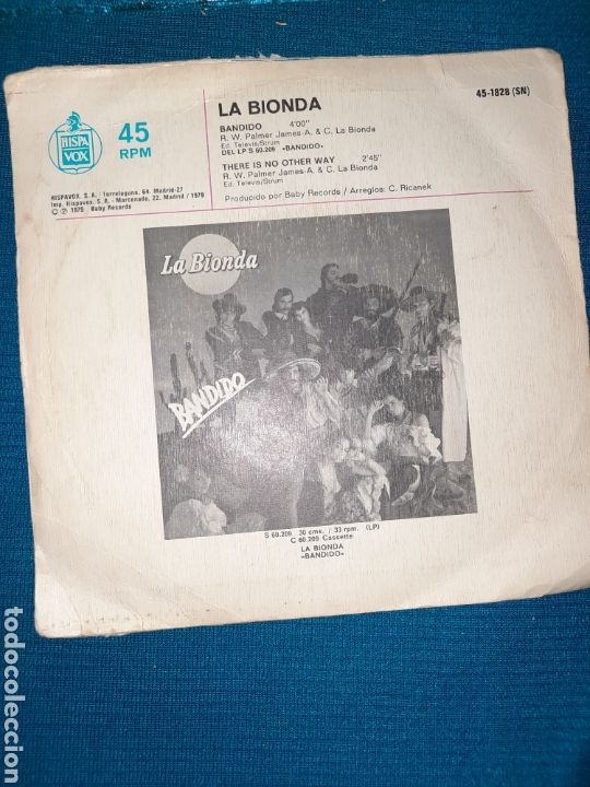 Discos de vinilo: SINGLE VINILO La Bionda BANDIDO - Foto 2