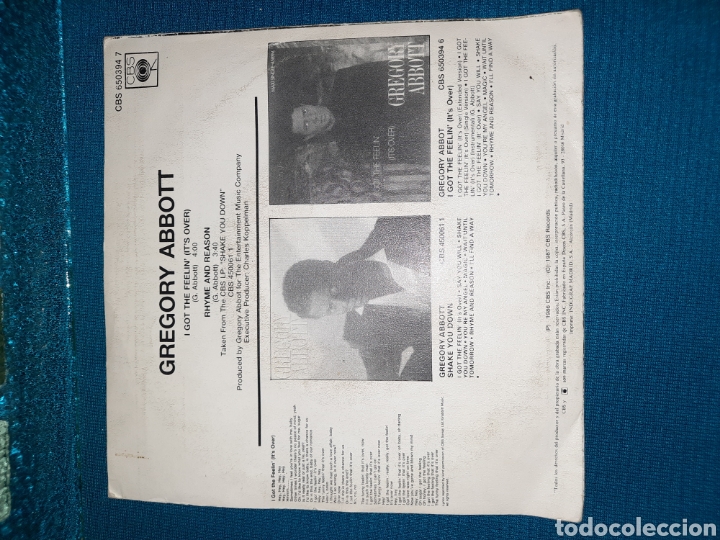 Discos de vinilo: SINGLE VINILO, GOT THE FEELIN (ITS OVER GREGORY ABBOTT - Foto 2