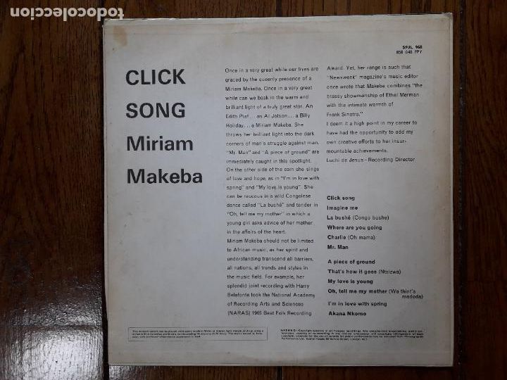Discos de vinilo: Miriam Makeba - click song - Foto 2