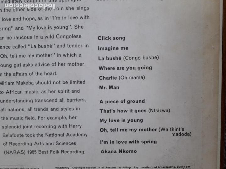 Discos de vinilo: Miriam Makeba - click song - Foto 3