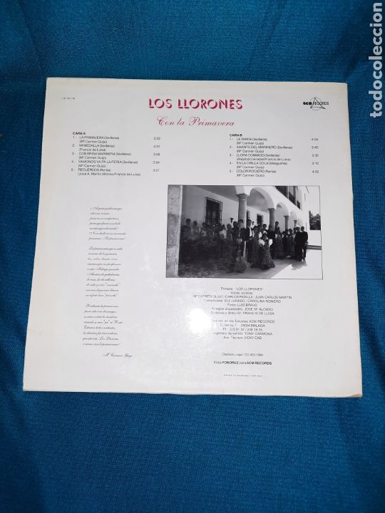 Discos de vinilo: LP LOS LLORONES, CON LA PRIMAVERA - Foto 2