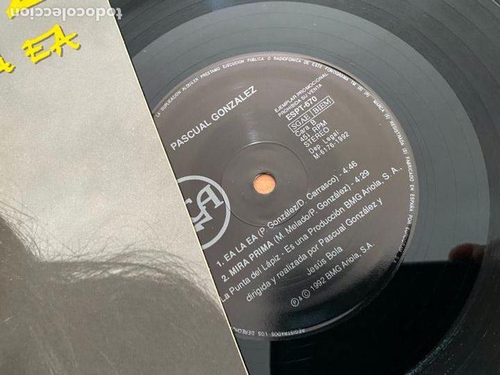 Discos de vinilo: PASCUAL GONZALEZ (EA LA EA) LP ESPA&Ntilde;A 1992 (B-53) - Foto 2