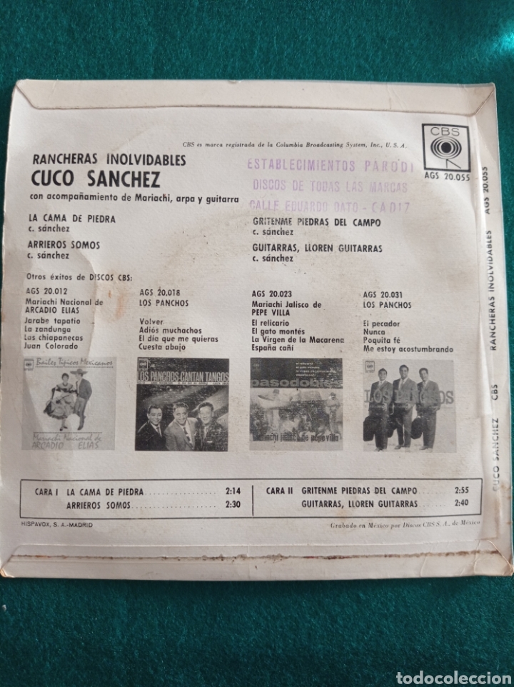Discos de vinilo: DISCO VINILO SINGLES , CUCO SANCHEZ , RANCHERAS - Foto 2
