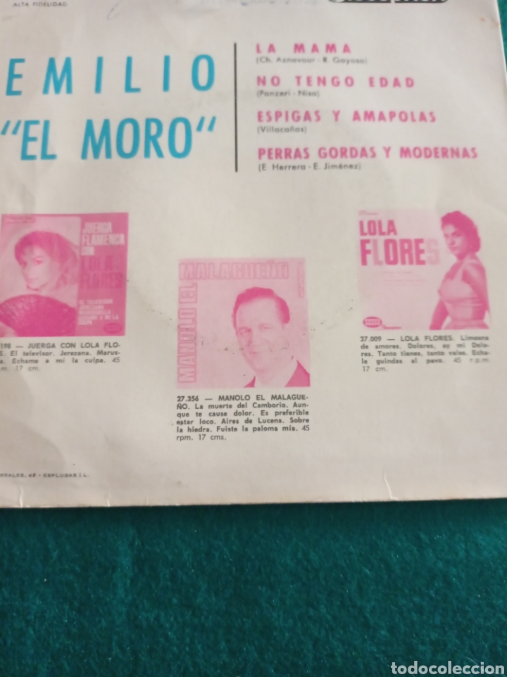 Discos de vinilo: DISCO VINILO SINGLES , EMILIO EL MORO , 1964 - Foto 2