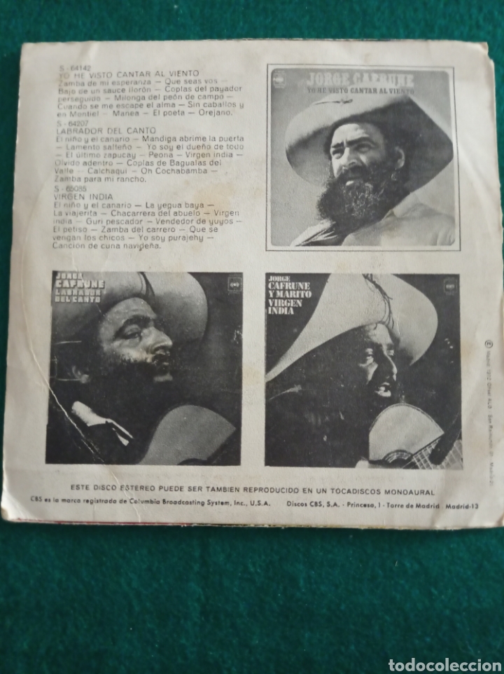 Discos de vinilo: DISCO VINILO SINGLES , JORGE CAFRUNE Y MARITO , 1972 - Foto 2