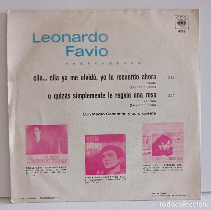 Discos de vinilo: SINGLE-LEONARDO FAVIO 1969 . - Foto 2