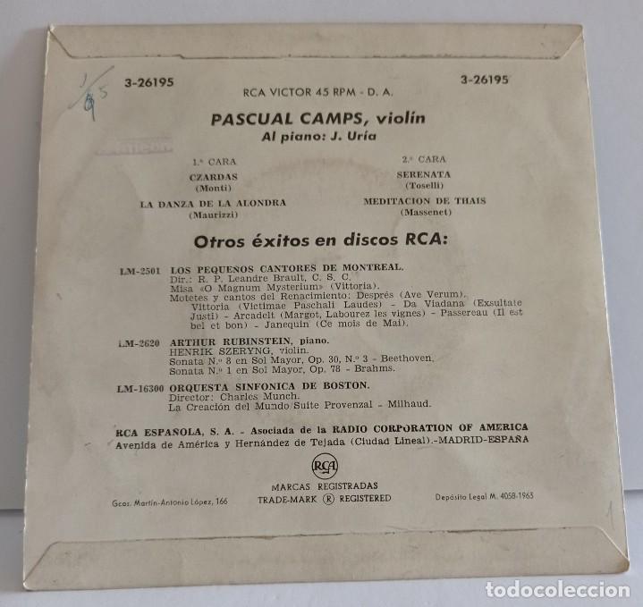 Discos de vinilo: SINGLE-PASCUAL CAMPS-1963 . - Foto 2