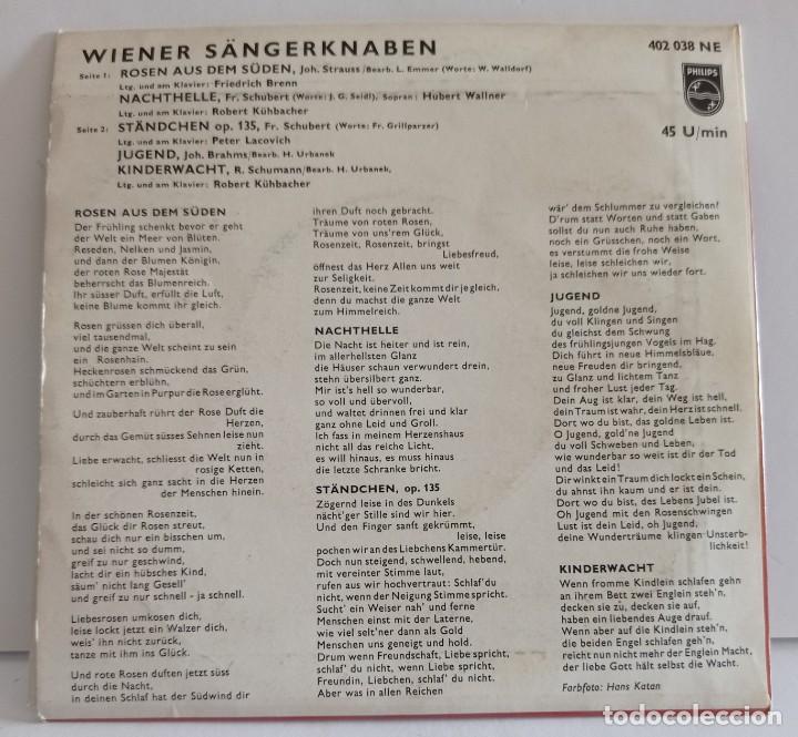 Discos de vinilo: SINGLE-WIENER SANGERKNABEN-N&ordm; 1 . - Foto 2