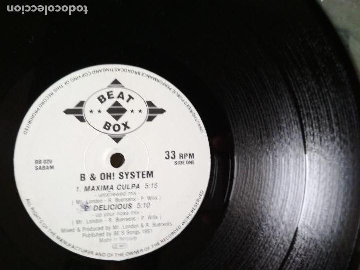 Discos de vinilo: B & Oh! System &ndash; Maxima Culpa, belgium - Foto 2