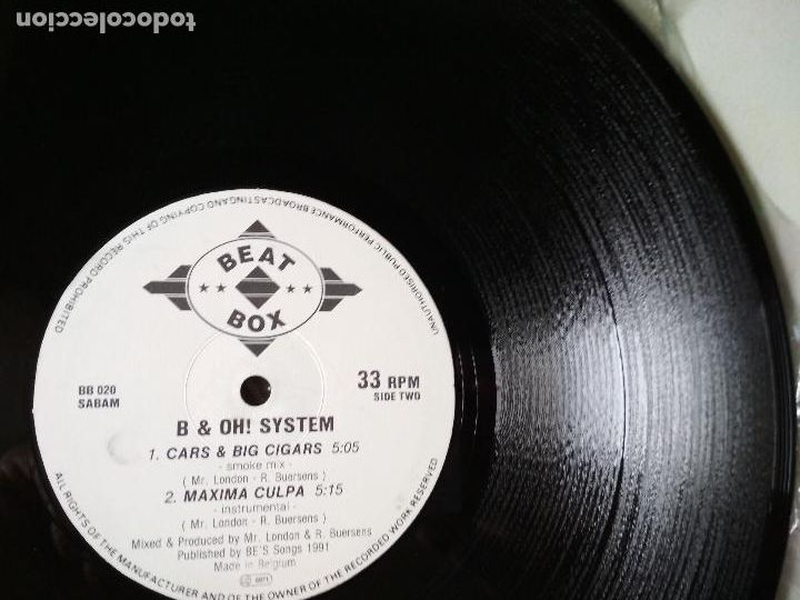 Discos de vinilo: B & Oh! System &ndash; Maxima Culpa, belgium - Foto 3