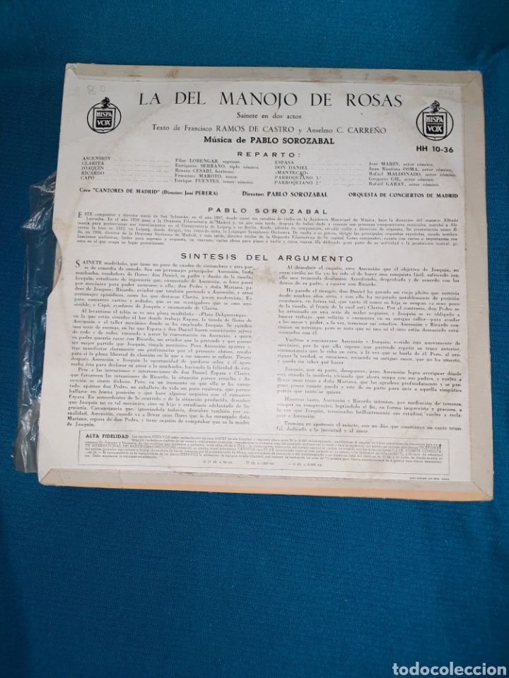 Discos de vinilo: LP VINILO. LA DEL MANOJO DE ROSAS, PABLO SOROZABAL - Foto 2