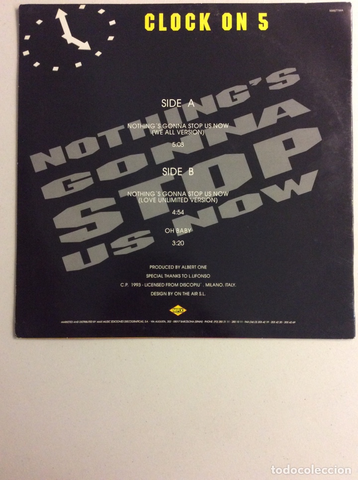 Discos de vinilo: Clock on 5. Nothing&rsquo;s gonna stop us now. - Foto 2