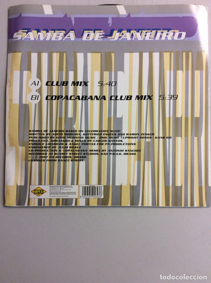 Discos de vinilo: South American Dance Version. Samba de Janeiro. Performed by Carrillo. - Foto 2