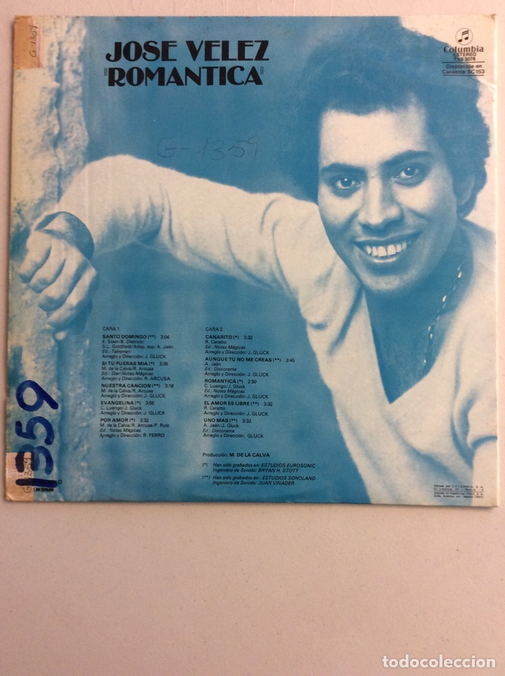Discos de vinilo: Jose Velez. Rom&aacute;ntica. - Foto 2