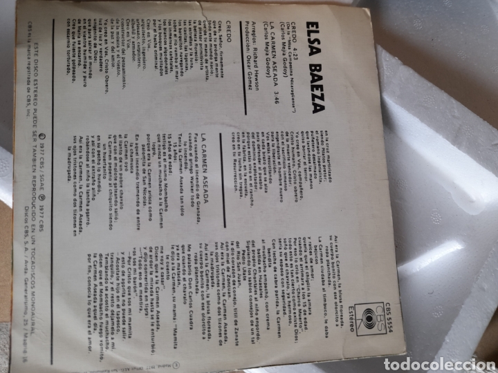 Discos de vinilo: Credo, vinilo de Elsa Baeza - Foto 2