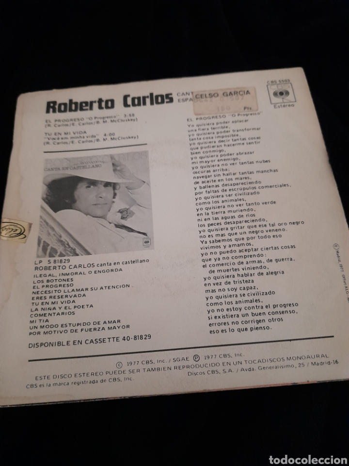 Discos de vinilo: Vinilo de Roberto Carlos, El progreso - Foto 2