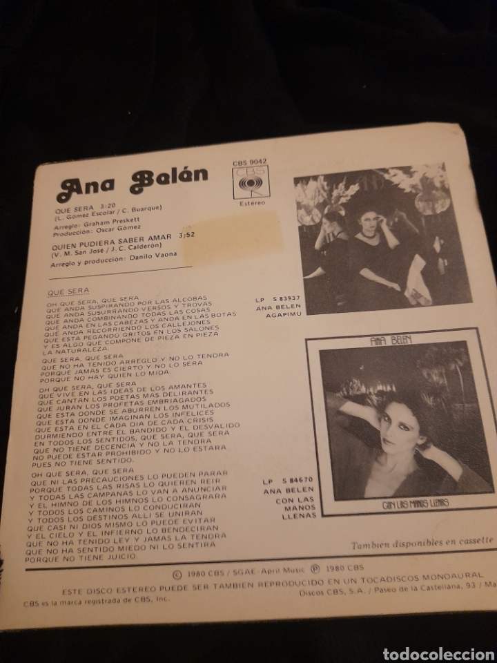 Discos de vinilo: Vinilo de Ana Bel&eacute;n, Que ser&aacute; - Foto 2