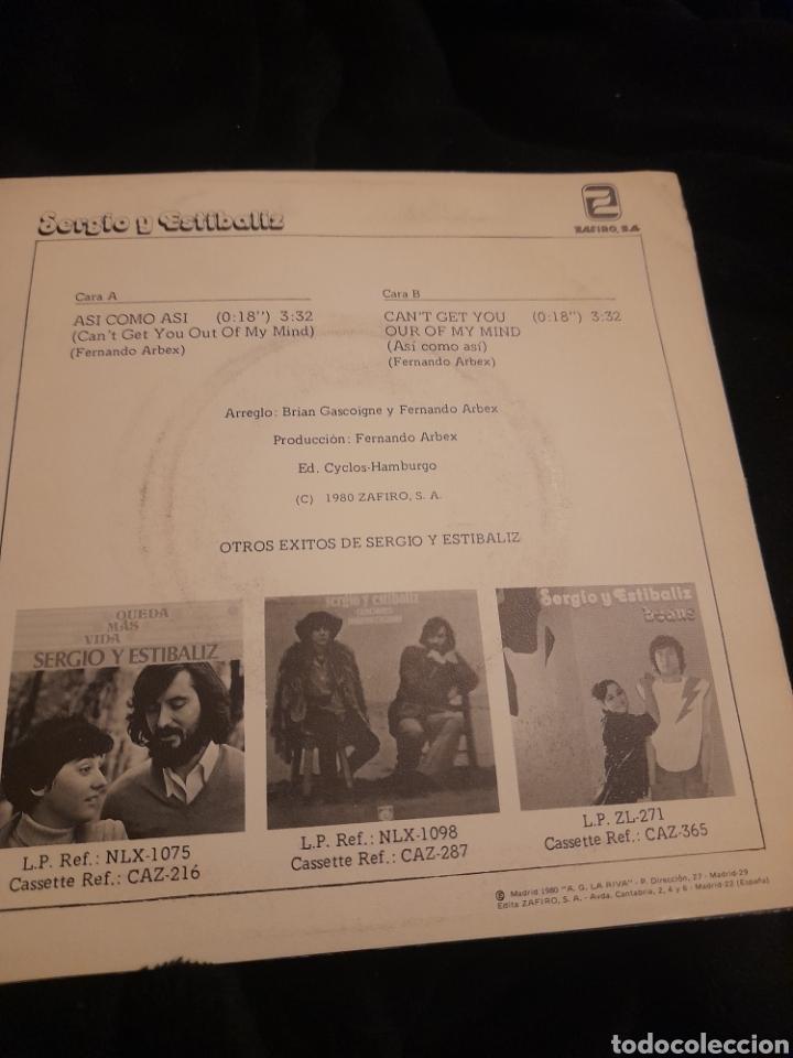 Discos de vinilo: Vinilo de Sergio y Estibaliz, As&iacute; como as&iacute; - Foto 2