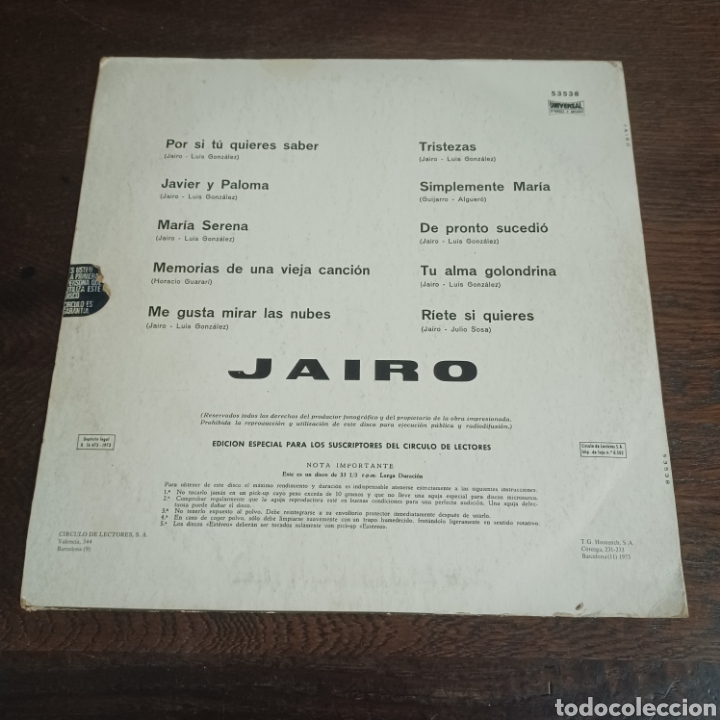 Discos de vinilo: JAIRO 1973 LP ORLADOR - Foto 2