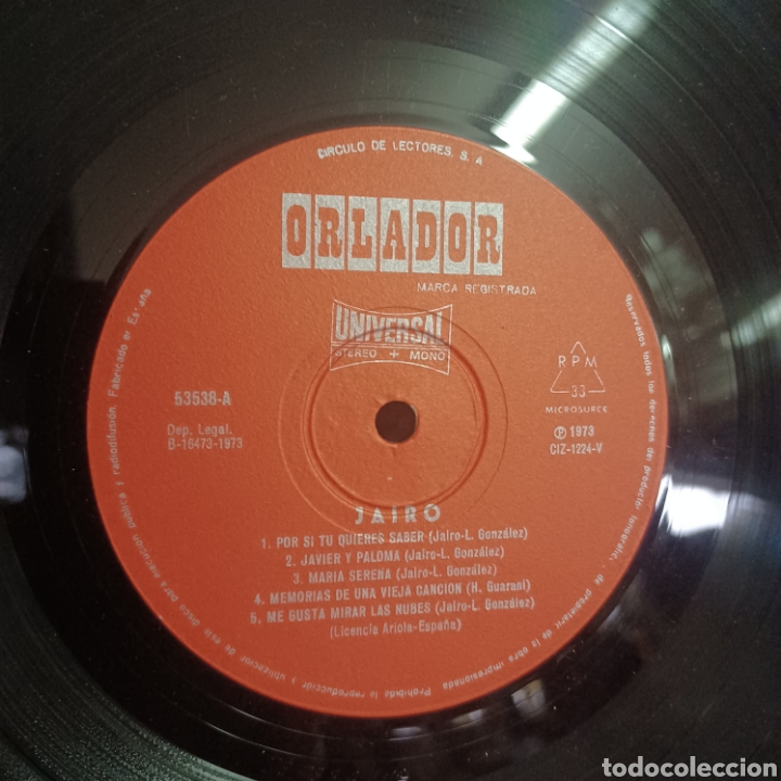 Discos de vinilo: JAIRO 1973 LP ORLADOR - Foto 4