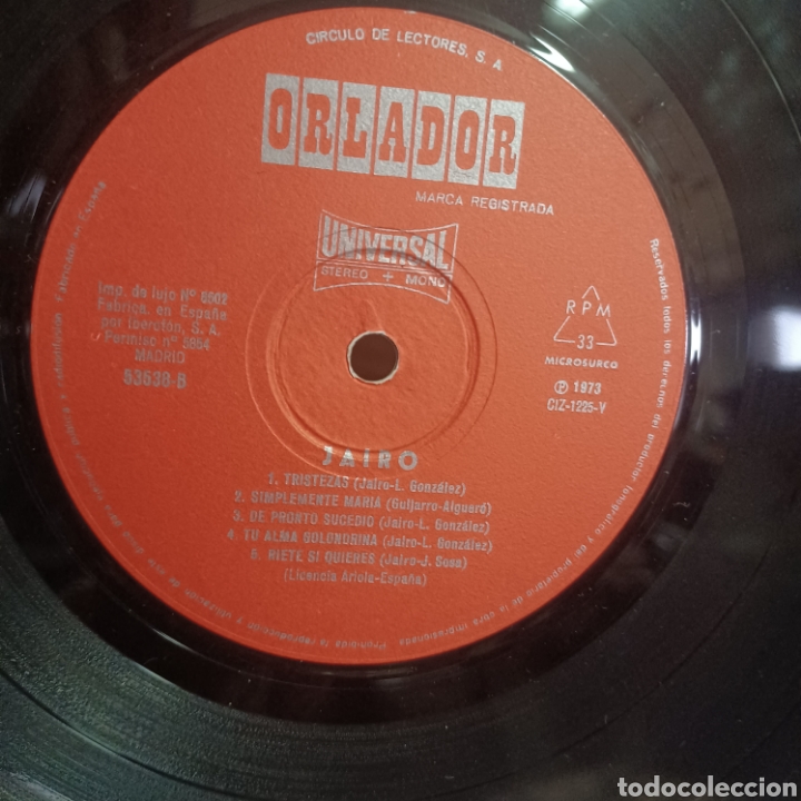 Discos de vinilo: JAIRO 1973 LP ORLADOR - Foto 5