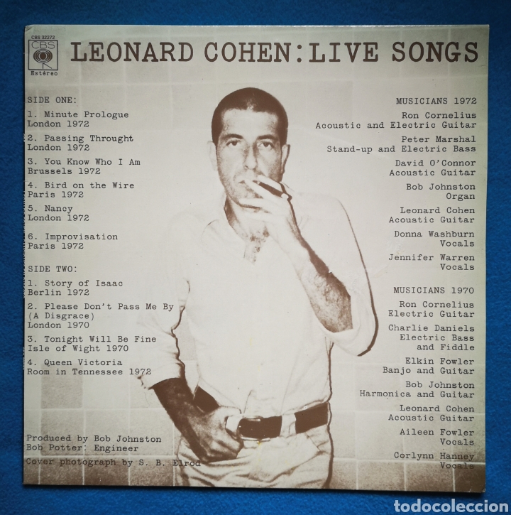 Discos de vinilo: LEONARD COHEN - LIVE SONGS - Foto 1