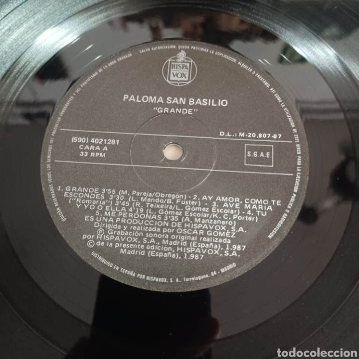 Discos de vinilo: PALOMA SAN BASILIO - GRANDE 1987 HISPAVOX - Foto 4