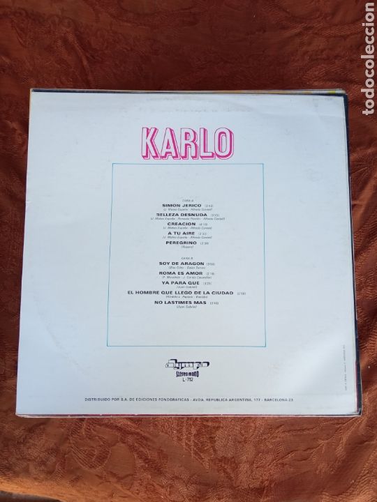 Discos de vinilo: KARLO( SOY DE ARAGON) - Foto 2