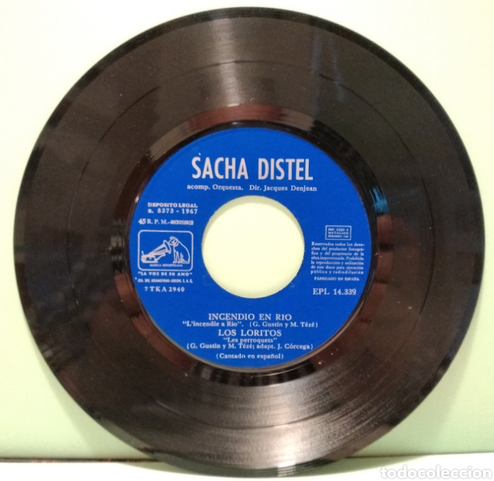 Discos de vinilo: Sacha Distel - Incendio en Rio - Foto 3
