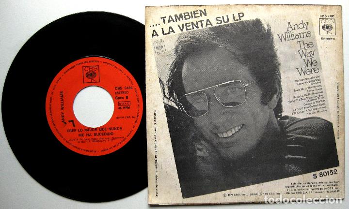 Discos de vinilo: Andy Williams - Tema De Amor - Single CBS 1974 BPY - Foto 2