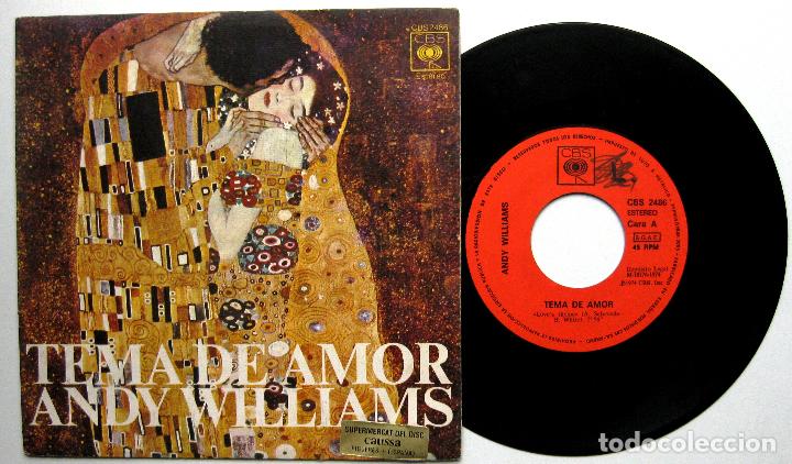 Discos de vinilo: Andy Williams - Tema De Amor - Single CBS 1974 BPY - Foto 1