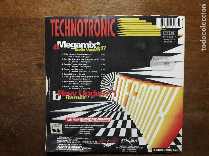Discos de vinilo: Technotronic - megamix ( radio version) + raw update (remix) - Foto 2