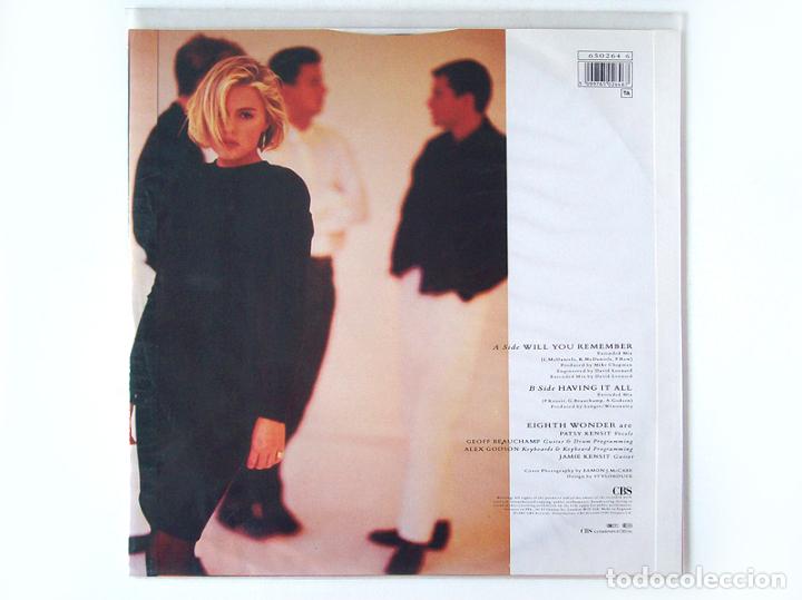 Discos de vinilo: EIGHT WONDER WILL YOU REMEMBER - MAXI SINGLE VINILO - 1.987 - CBS - Foto 2