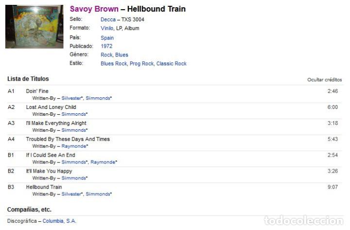 Discos de vinilo: VINILO LP - SAVOY BROWN - HELLBOUND TRAIN - MADE IN SPAIN - DECCA - 1972 - Foto 2