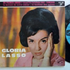 Discos de vinilo: EP: GLORIA LASSO (EN FRANCÉS): UN PREMIER AMOUR + 3 (LA VOIX DE SON MAITRE, 1962) - LEER DESCRIPCIÓN. Lote 334644648