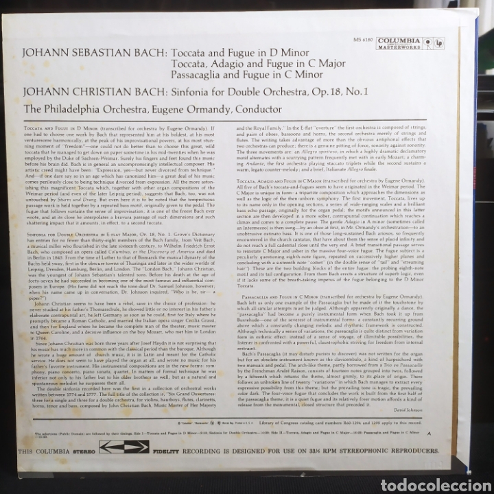 Discos de vinilo: Bach by Ormandy LP USA 1972 - Foto 2