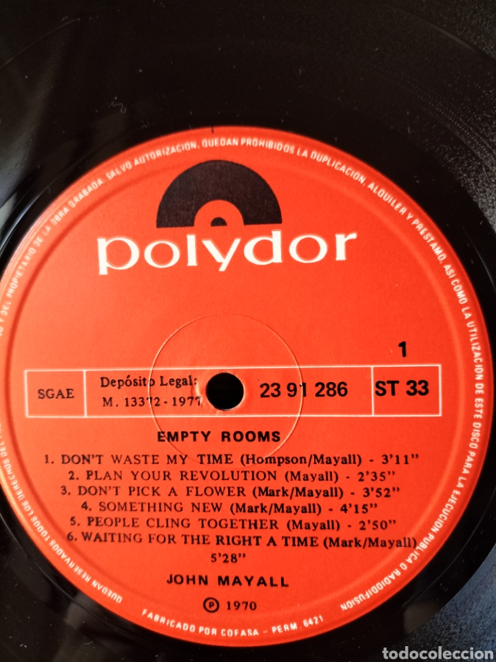 Discos de vinilo: John Mayall &rdquo; Empty Rooms&rdquo; 1970 Original copia Spain - Foto 4