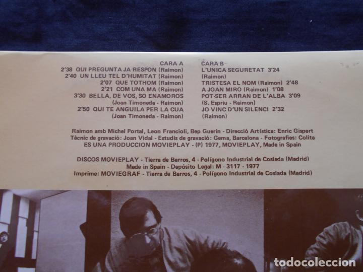 Discos de vinilo: RAIMON // LLIURAMENT DEL CANT // DOBLE PORTADA - Foto 3