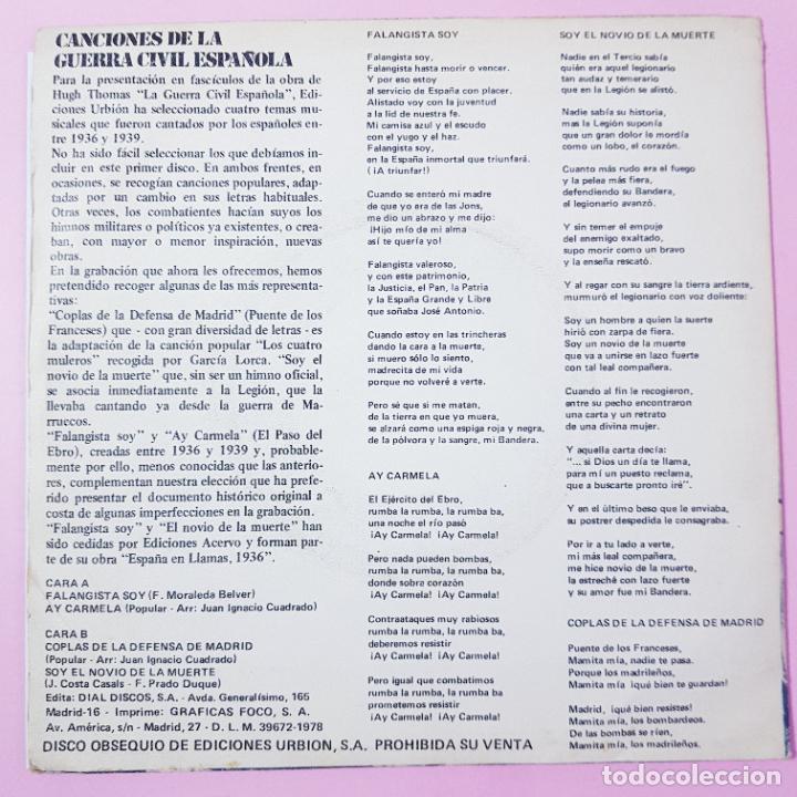 Discos de vinilo: SINGLE- CANCIONES DE LA GUERRA-1970-DIAL-EXCELENTE - Foto 12