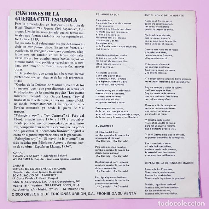 Discos de vinilo: SINGLE- CANCIONES DE LA GUERRA-1970-DIAL-EXCELENTE - Foto 13