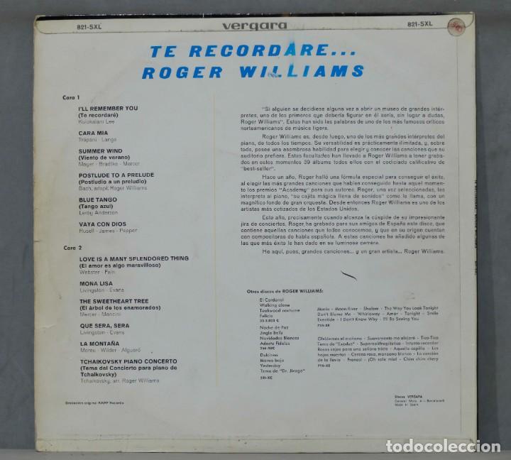 Discos de vinilo: LP. ROGER WILLIAMS. TE RECORDARE... - Foto 2