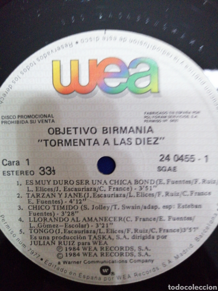 Discos de vinilo: OBJETIVO BIRMANIA - TORMENTA A LAS D&Iacute;EZ - Foto 5