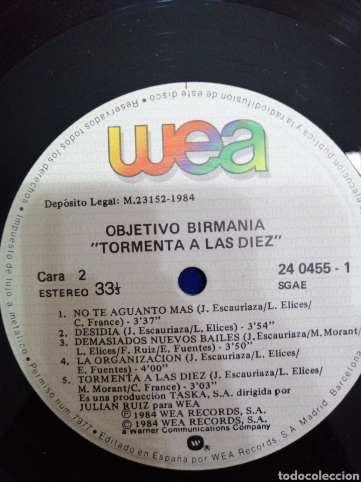 Discos de vinilo: OBJETIVO BIRMANIA - TORMENTA A LAS D&Iacute;EZ - Foto 6