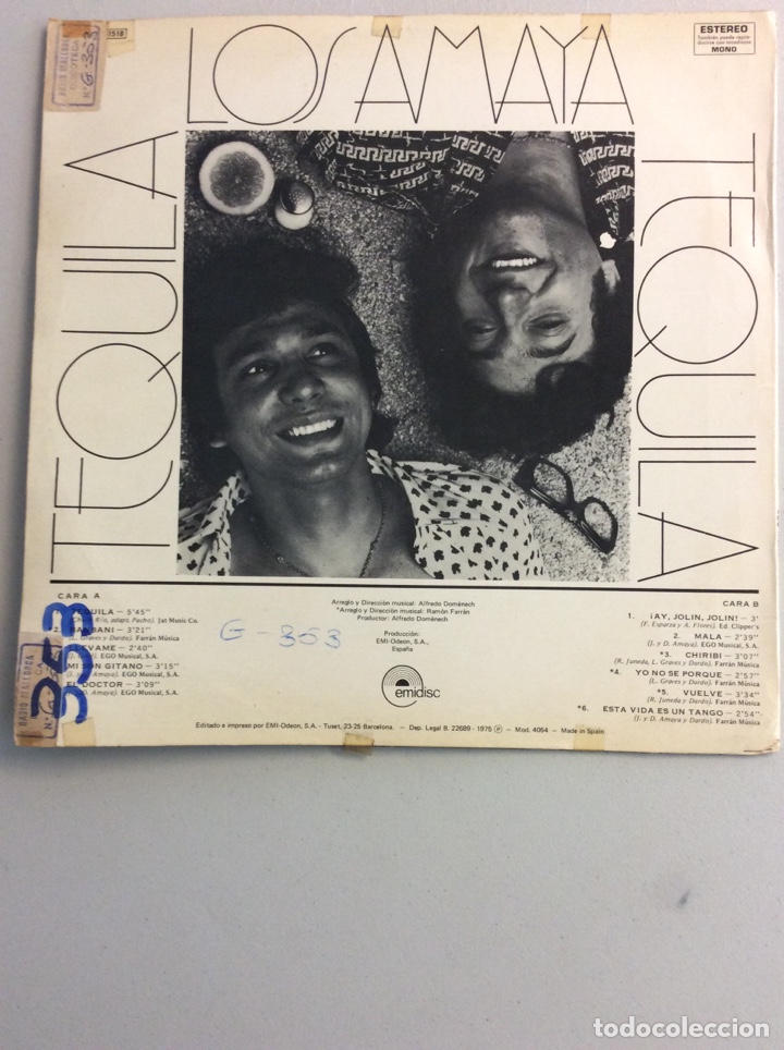 Discos de vinilo: Los Amaya. Tequila. - Foto 2