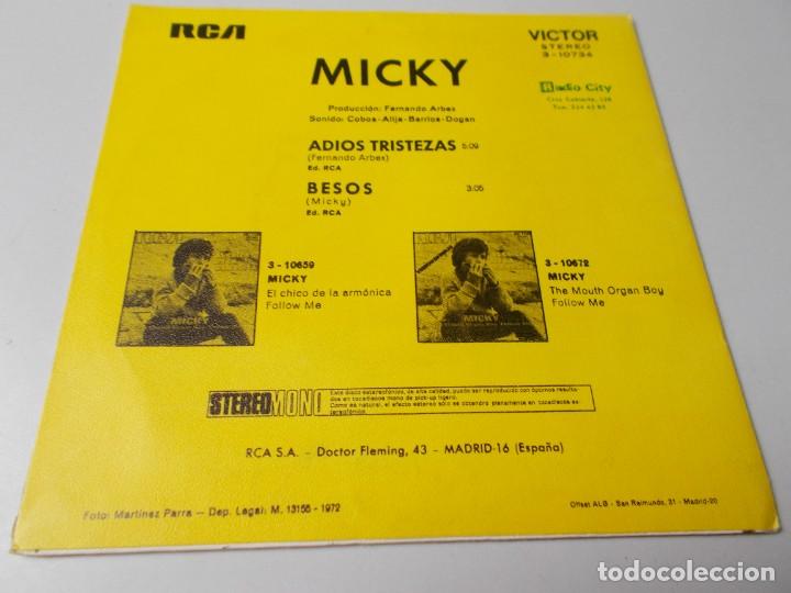 Discos de vinilo: MICKY Adi&oacute;s Tristeza / Besos - Foto 2