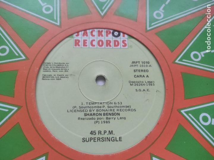 Discos de vinilo: Sharon Benson &lrm;&ndash; Temptation-MAXI-ESPA&Ntilde;A- - Foto 1