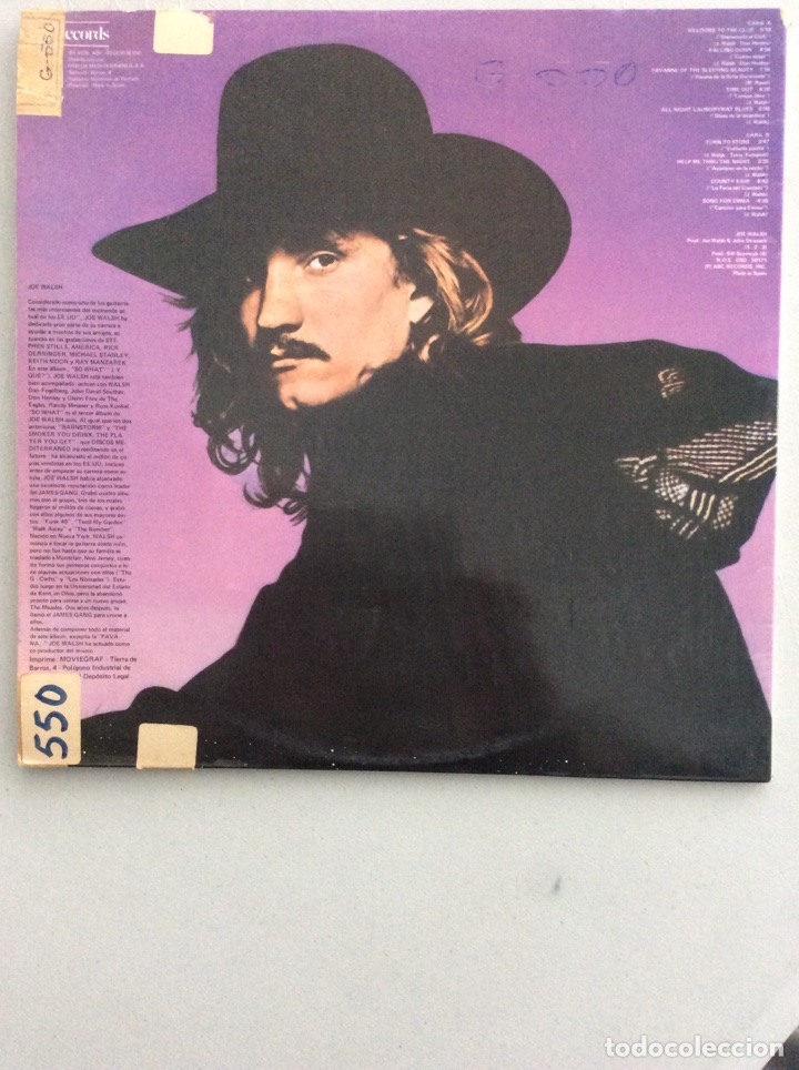 Discos de vinilo: Joe Walsh. So what. - Foto 2