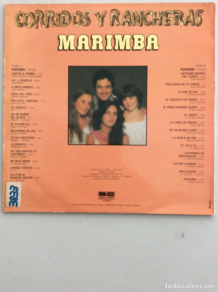 Discos de vinilo: Marimba. Corridos y rancheras. - Foto 2