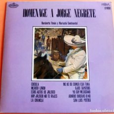 Discos de vinilo: DISCO LP - HOMENAJE A JORGE NEGRETE - HUMBERTO PAVÓN Y MARIACHI CONTINENTAL - PALOBA. Lote 336415673